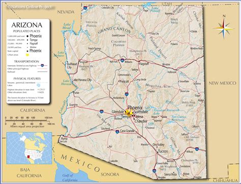 Map of the State of Arizona, USA - Nations Online …