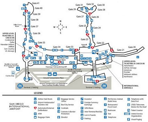 A map from the San Diego International Airport shows the key 