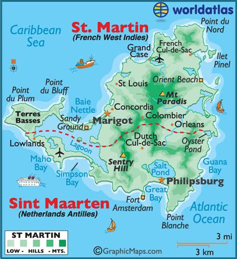 Map st martin island caribbean. The island of St. Maarten and St. Martin lies in the northeastern Caribbean Sea, at the corner of the chain of islands leading from Florida to the coast of Colombia. It’s around 1,219 miles from Miami as the crow flies. Dutch St. Maarten is also called Sint Maarten and Saint Maarten. French St. Martin is also called Saint Martin. 