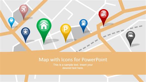 Map with GPS Icons PowerPoint Template SlideModel