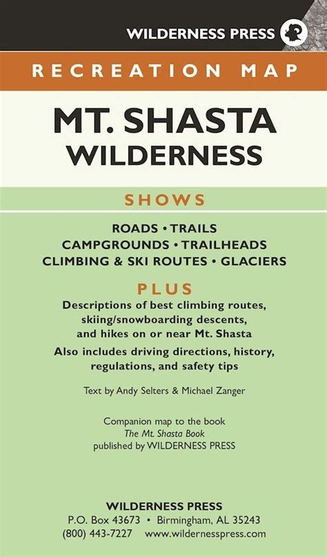 Read Online Map Mt Shasta Wilderness Recreation By Wilderness Adventures Press