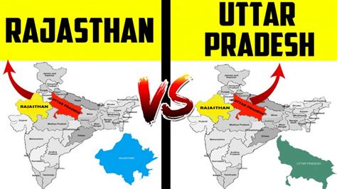 MapFight - Rajasthan (India) vs Uttar Pradesh (India) size comparison