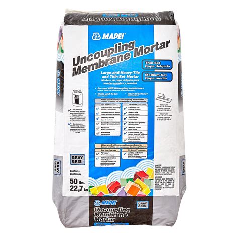 Mapei uncoupling membrane mortar. The product I can find at the blue store is MAPEI Uncoupling Membrane Mortar. It is unmodified and boasts that "Can be used for large format tile and stone (15-in and greater) when used with an uncoupling membrane ". The problem is that it appears unsuitable for attaching the Kerdi Membrane to the drywall, so now I'm back to square one. 