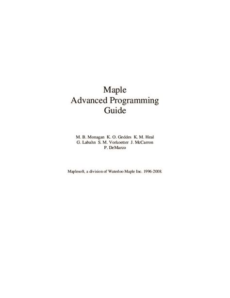 Maple 12 advanced programming guide free ebook. - Honda vtx 1800 manual download free.