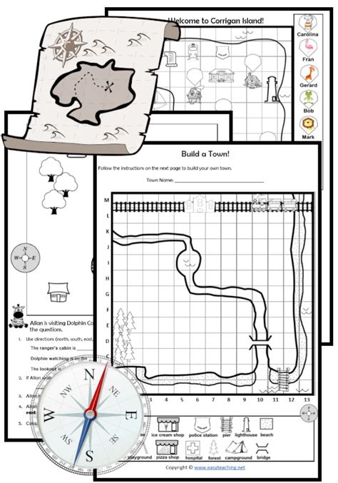 Mapping Skills Worksheets Coordinates Direction Easyteaching Net