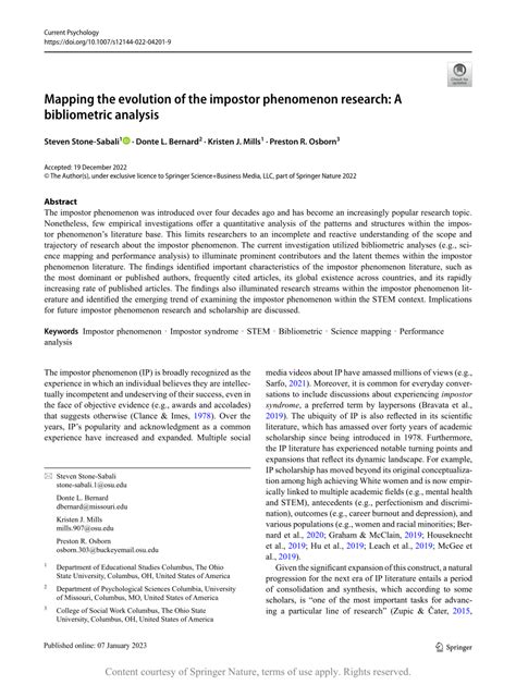 Mapping the evolution of the impostor phenomenon research: A …