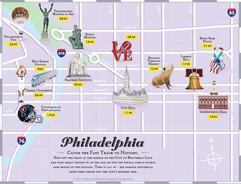 Maps of Philadelphia: Philly tourist map, Pennsylvania