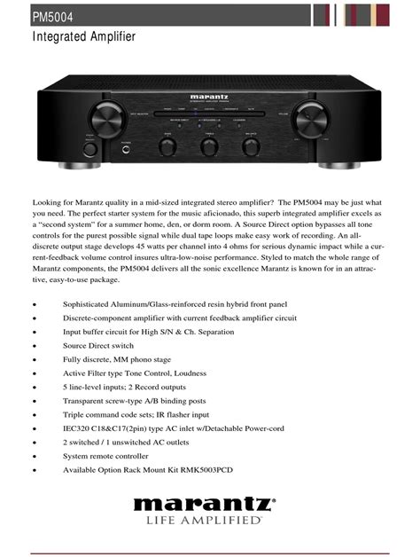 Marantz pm5004 integrated amplifier service manual. - Ein führer durch die antike von michael grant.