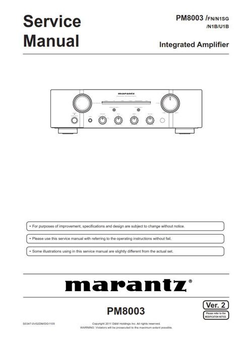 Marantz pm8003 integrated amplifier service manual. - Categorie, universi e princìpi di riflessione.