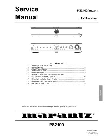 Marantz ps2100 av receiver service manual. - Ruidos y vibraciones - control y efectos enfoque tecnico medico y juridico.