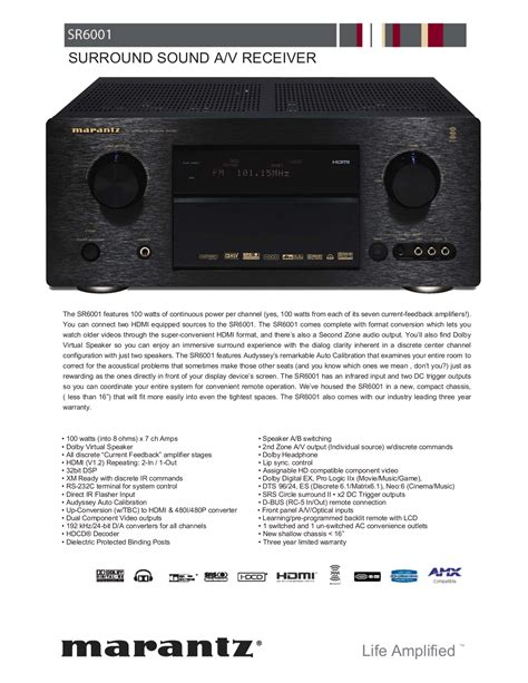 Marantz sr6001 av surround receiver service manual download. - 1993 audi 100 ecu upgrade kit manual.