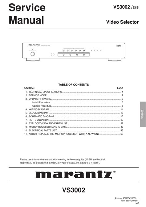 Marantz vs3002 video selector service manual. - Manuale di servizio di riparazione jeep.