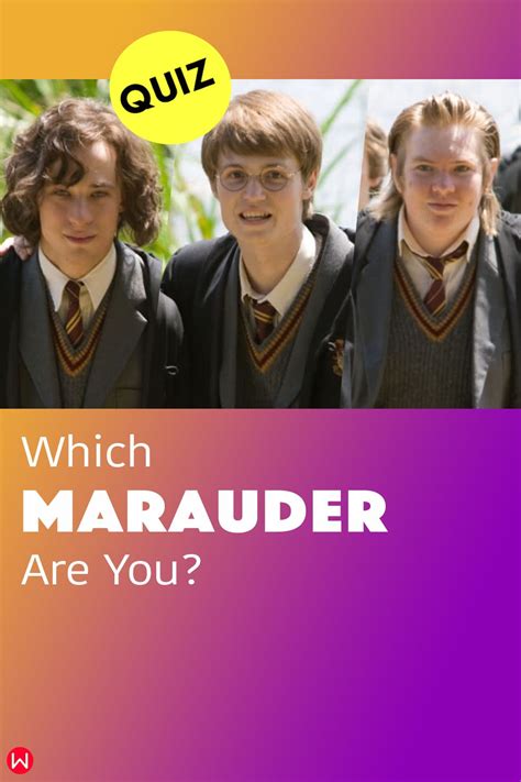Answer These Seven Questions And We'll Reveal Which "Harry Potter" Marauder You Are. Are you more of a Moony, Wormtail, Padfoot or Prongs? by XenophiliusLovegood. Community Contributor.. 
