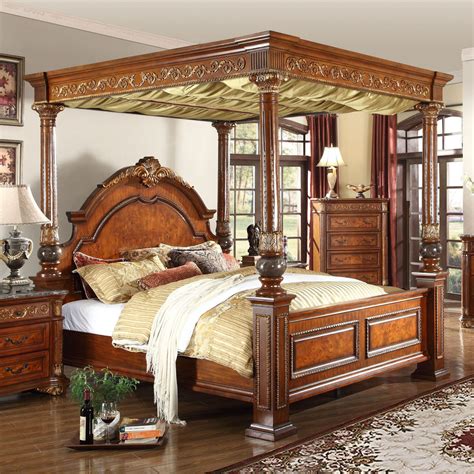 Marble Canopy Bedroom Set