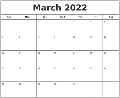 March 2022 Calendar Wiki