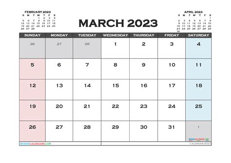 March 2023 Printable Calendar Free