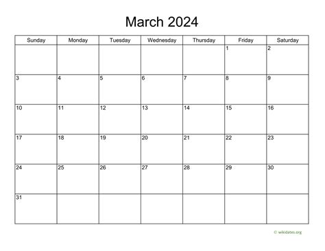 March 2024 Calendar - Wiki Calendar