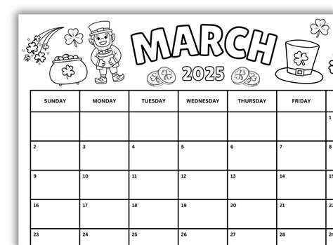 March 2025 Coloring Calendar