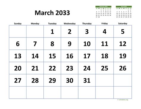 March 2033 Calendar