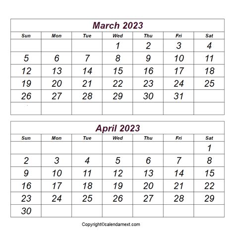 March And April 2023 Calendar Get Latest Map Update