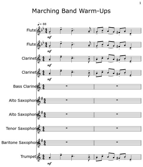 Download and print in PDF or MIDI free sheet music for Warmups by Misc arranged by Garrett112 for Snare drum, Tenor drum, Bass drum (Percussion Trio) ... Marching Band Chorale Warm Up. Mixed Ensemble. Flute, Clarinet In B-flat, Clarinet Bass and 8 more. 17 votes. Mallet Warm-Ups 2018. Solo Piano. 9 votes.. 