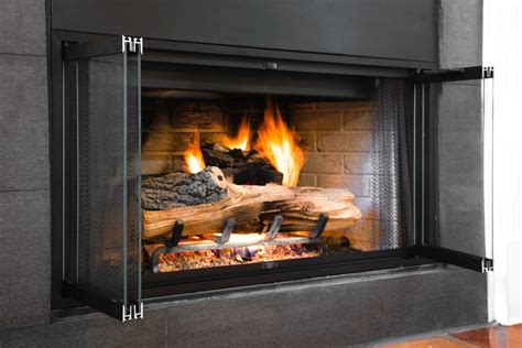 Jan 3, 2024 · Product Specifications: Fireplace Type: Prefab Wood Fireplaces or Prefab Wood Fireplaces Converted To Vented Gas Logs. Door Fit: Inside. Finish: Matte Black. Approximate Recessed Depth: 1". Door Type: Cabinet Style Doors | Trackless Bi-Fold Doors. Material: 1" Wide x 1" Deep Extruded Aluminum Frame.