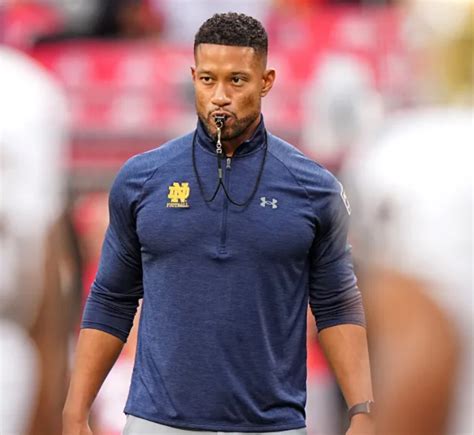 Nov 27, 2021; Stanford, California, USA; Notre Dame Fighting Irish defensive coordinator Marcus Freeman stands on the sideline during the second quarter against the Stanford Cardinal at Stanford .... 