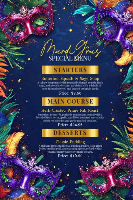 Mardi Gras Menu Template