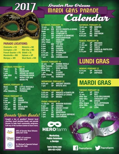 Mardi Gras Parade Calendar