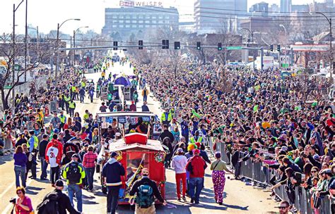 Mardi gras st louis. Updated: 6:10 PM CST February 9, 2024. ST. LOUIS — Soulard's biggest party of the year is back this weekend. The Mardi Gras main event, the Grand Parade, starts at 11 a.m., … 