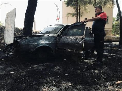 Mardin’de park halindeki otomobil alev aldı