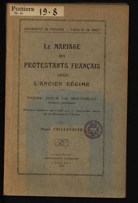 Mariage des protestants français jusqu'en 1685, fondements doctrinaux et pratique juridique. - Otto bock prothesenkompendium, prothesen für die untere extremität, m. cd-rom.