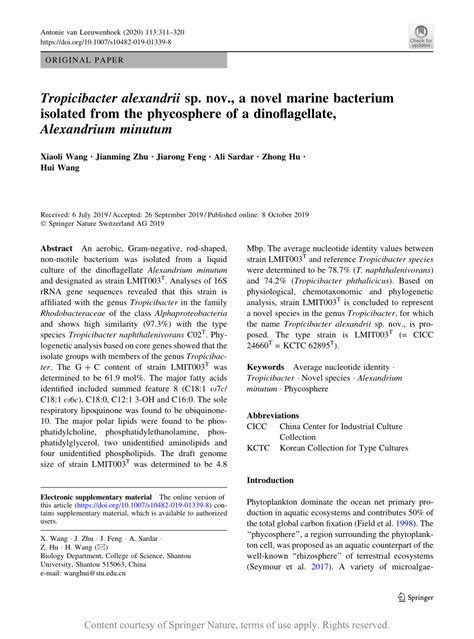 Maricaulis alexandrii sp. nov., a novel active ... - Springer