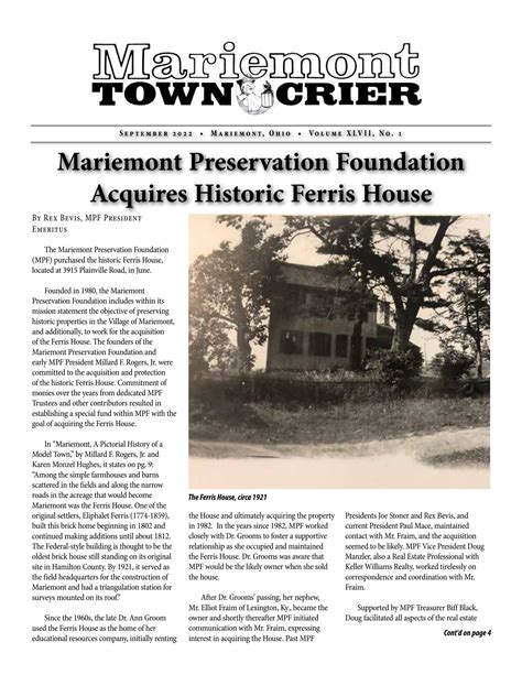 Mariemont Town Crier, September 2024, Volume 47, Issue 1