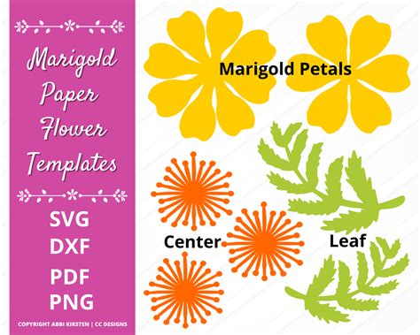 Marigold Paper Flower Template