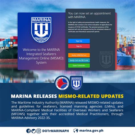 Welcome to the MARINA Integrated Seafarers Management Online (MISMO) System. Forgot Password. Email Address. Marina mismo