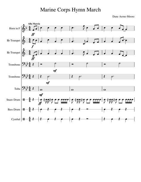 Marine Corps Hymn March sheet music for French Horn, Trumpet, Trombone