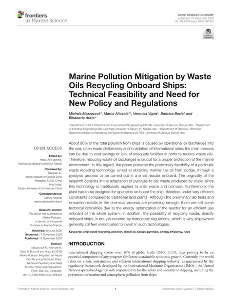 Marine Pollution Mitigation by Waste Oils Recycling Onboard …