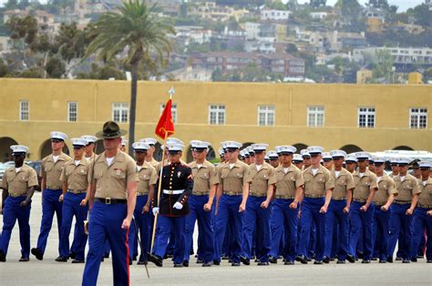 210115-M-HZ903-001.JPG Photo By: (U.S. Marine Corps photo by Lance Cpl. Anthony D. Pio) Jan 18, 2021. ... stand in formation during a graduation ceremony at Marine Corps Recruit Depot, San Diego, Jan. 15, 2021. Graduation took place at the completion of the 13-week transformation including training for drill, marksmanship, basic combat skills .... 