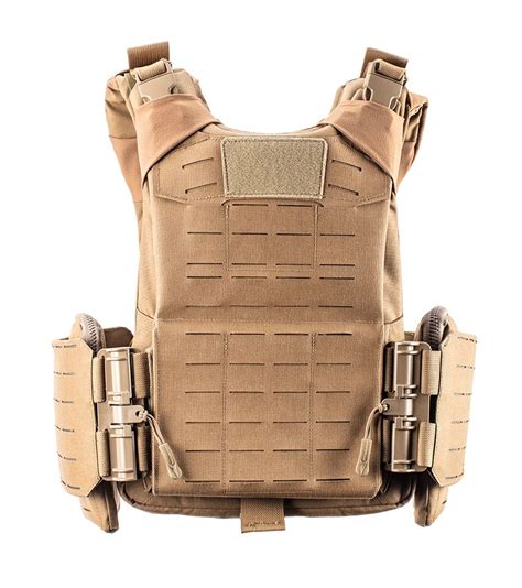 Marine plate carrier. Plate carriers are designed to carry inserts made to stop real ballistic rounds. The plates inside the vest cover and protect the vital organs of the upper body. 