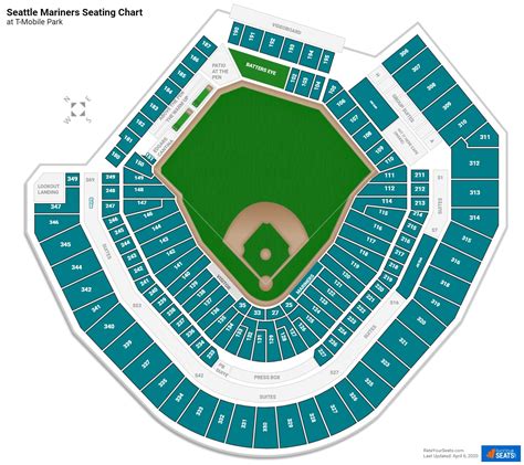 Mariners seating map. The Mariners dugout is in front of sections 121-124, while the visiting team sits in front of 136-138. The first row behind the dugouts is Row 5. ... Interactive Seating Chart. Event Schedule. Mariners; Concert; 10 May. Oakland Athletics at Seattle Mariners. T-Mobile Park - Seattle, WA. Friday, May 10 at 6:40 PM. Tickets; 