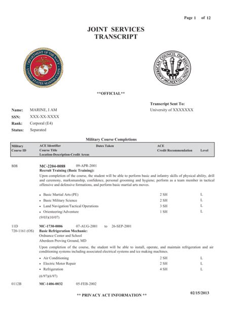 Marines Joint Services Transcript