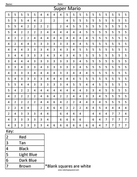Mario Color By Number Coloring Pages Free Printable Color by Number