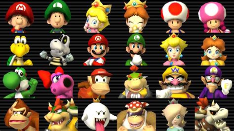 Gameplay with all 26 characters in Mario Kart Wii on Nintendo Wii (1080p 60fps)00:00 Mario01:03 Peach02:04 Bowser03:38 Rosalina04:51 Luigi05:50 Daisy06:59 Ki.... 