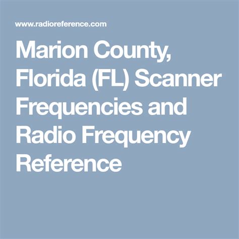 Marion county radio frequencies.  Frequencies are Quick search Frequency Cal...