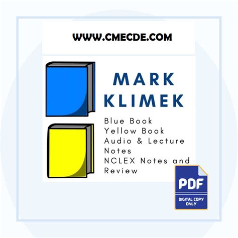 Mark klimek notes pdf free. Description. Mark Klimek Condensed Blue Book| Study Guide for NCLEX Review | Updated for 2022 - 63 PDF Pages. This review study guide is the BLUE BOOK mentioned in Mark K's audio lectures for NCLEX-RN Review Prep. This study guide is updated for 2022 and condensed into 63 PDF pages for instant digital download. Please note that no audio ... 