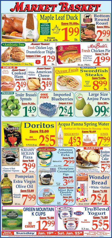 Weekly Flyer | Market Basket Featured Items October 8, 2023 - October 14, 2023 View Classic Flyer Peet's Coffee 10 oz. $7.99 10-10.5 oz. bag 28 Varieties Share + Add to List Willow Tree Chicken Pie 10 oz. $3.49 10 oz. pkg. Frozen SAVE 50¢ Share + Add to List Market Basket Boneless & Skinless Chicken Breast $2.49 lb. USDA Grade A Any Size Pkg. SAVE . 