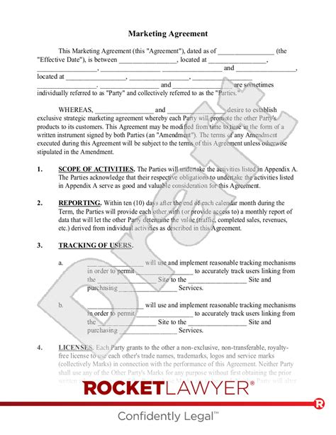 Marketing Agreement Template Free Database