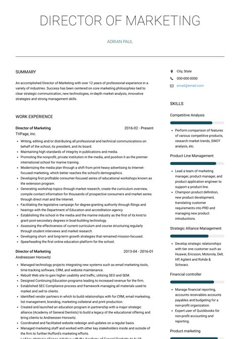 Marketing Director Resume Template