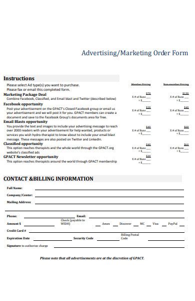 Marketing Order Form ProPell Therapy Program